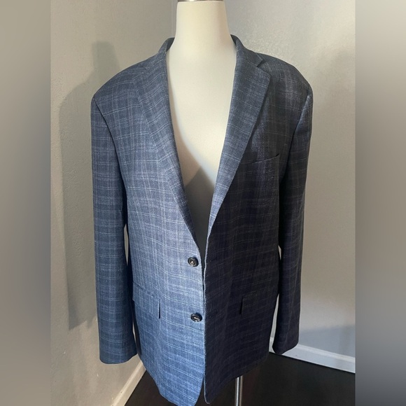 Ralph Lauren Blue Sport Coat with Windowpane Pattern - Picture 3 of 11